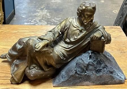 Vintage Brass Over Cast Iron Religious Figurine