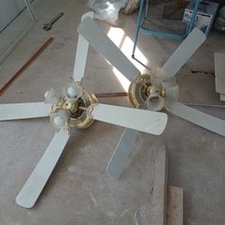 Ceiling Fan  Gold And White 3 Light Home Fan