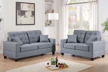 Brand new grey or brown 72" sofa + 57" loveseat 2PCs set