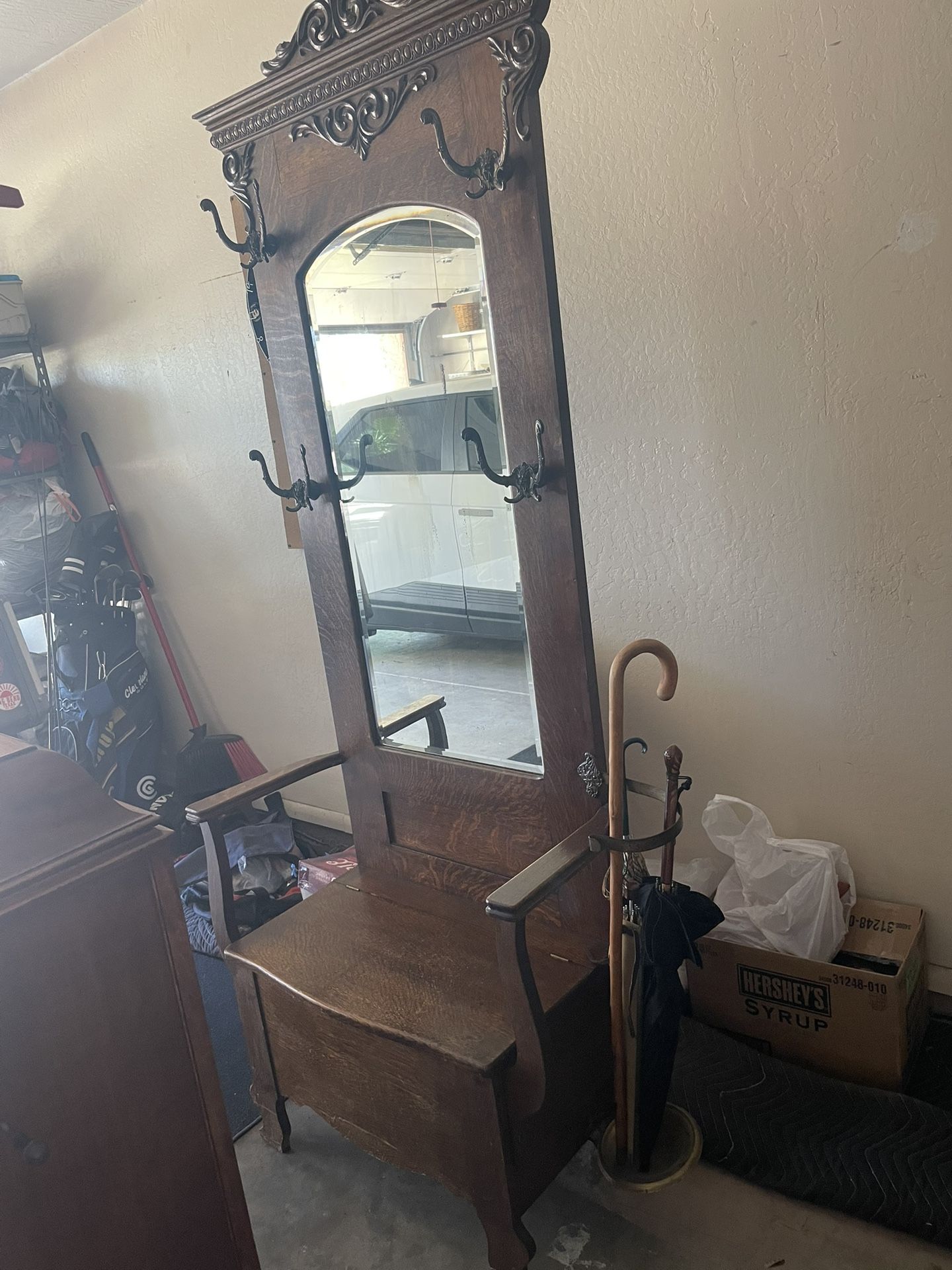 Beautiful wooden vintage hall tree