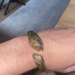 Gold Snake Cuff Bracelet  Bends Open