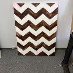 48x36” Large Stretched Canvas Blank With Hand Painted Chevron  