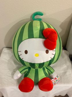 LARGE LIMITED EDITION Hello Kitty Plush Stuffed Animal Watermelon Outfit 20+ IN