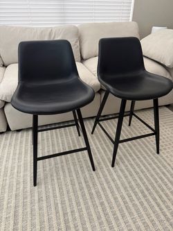 Set of 2 Black Counter Height Bar Stools