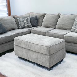 Grey Sectional Couch + Storage Ottoman… Delivery Available 