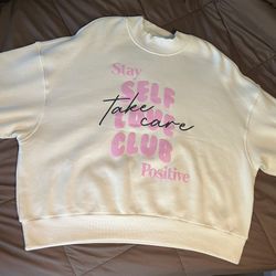 “Self Love Club Crewneck Sweatshirt – Cream/White – Size [XL]”