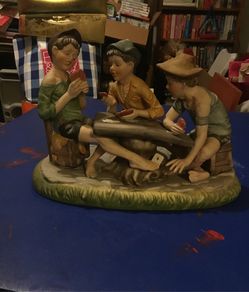 Capodimonte Bisque Figurine 3 boys playing cards (the cheaters)