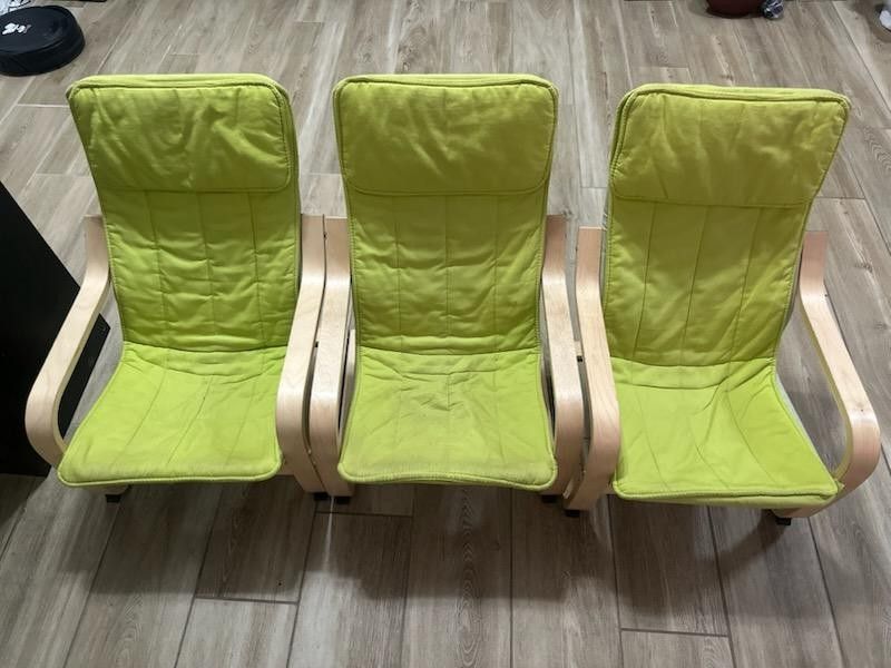 3 Green Ikea Chairs