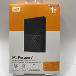 Portable External Hard Drive Black-WD 1TB My Passport USB 3.2