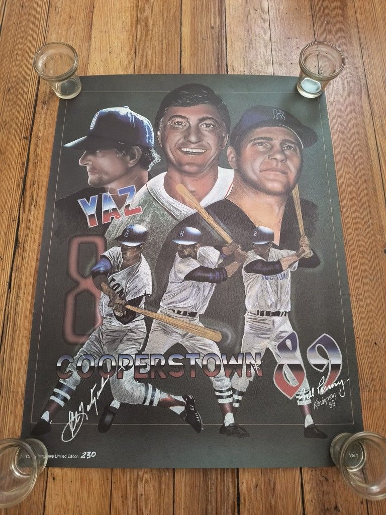 Cooperstown Poster Signed And No. By Yaz And Bill Penny HOF Red Sox