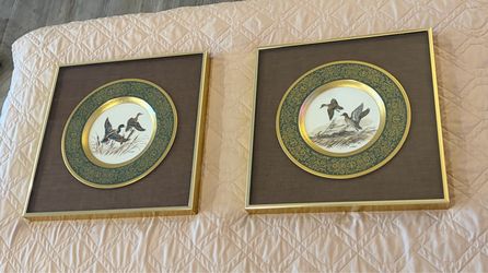 Pair of 1971 Pickard China James Lockhart Duck Plates – Professionally Framed, Wired & Ready to Hang