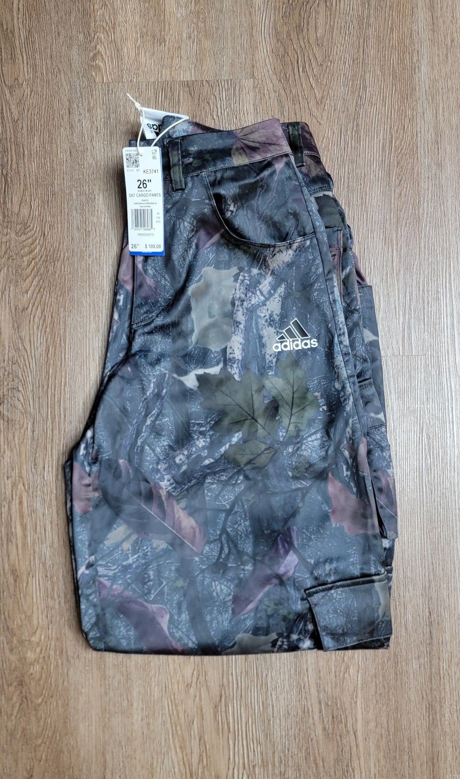 Adidas Leaf Camo Print Satin Cargo Pants Size 26