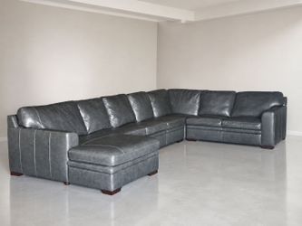 Grey Leather Sectional