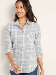 Old Navy Womens Size Xl Gray Plaid Long Sleeve Button Up Flannel Shirt Classic Shirt Top Extra Large