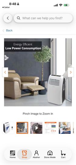 SereneLife 3-in-1 Portable Air Conditioner, 8000 BTU, Dehumidifier, Fan, Remote Control, for 215+ sq. ft.