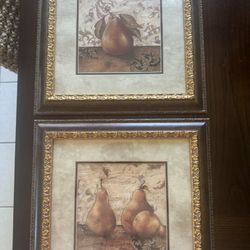 2 Beautiful Brown And Gold Frame And Pictures