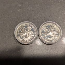 Bicentennial Quarters, 40% Silver, 1 Proof And 1 Uncirculated 