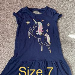 Oshkosh Girls Summer Dress Size 7 Unicorn 