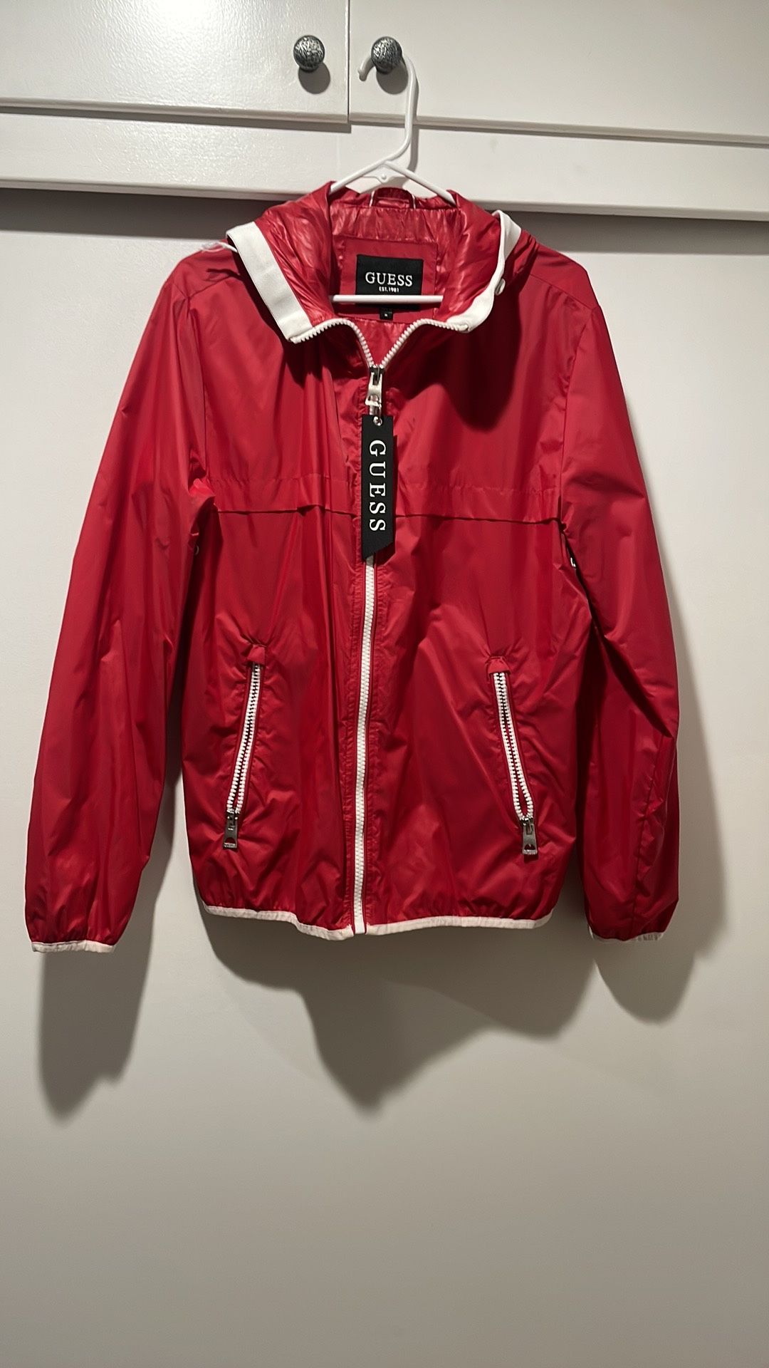Guess Red Zip Up Windbreaker