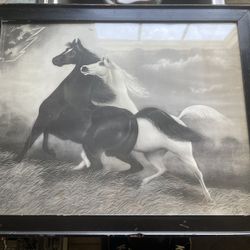 Rare Antique 1904 Le Roy "Spirited Horses" No. 2 Signed/Marked Lithograph/Series of 3