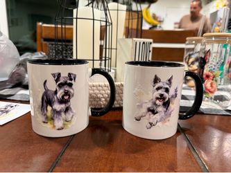 Set of 2 Schnauzer dog coffee mugs