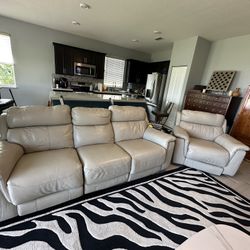 Italian Leather Sofa and Recliner
