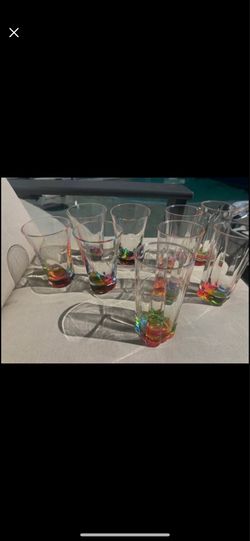 Rainbow Prism Drinking Glass Set – 21 Pieces – Pool / Patio / Outdoor Entertaining   Matching prism glass pitcher included