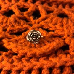 Size 8 Sterling Silver Rose Ring 