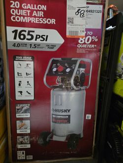 Husky 20 Gallon Quiet Air Compressor 165 PSI