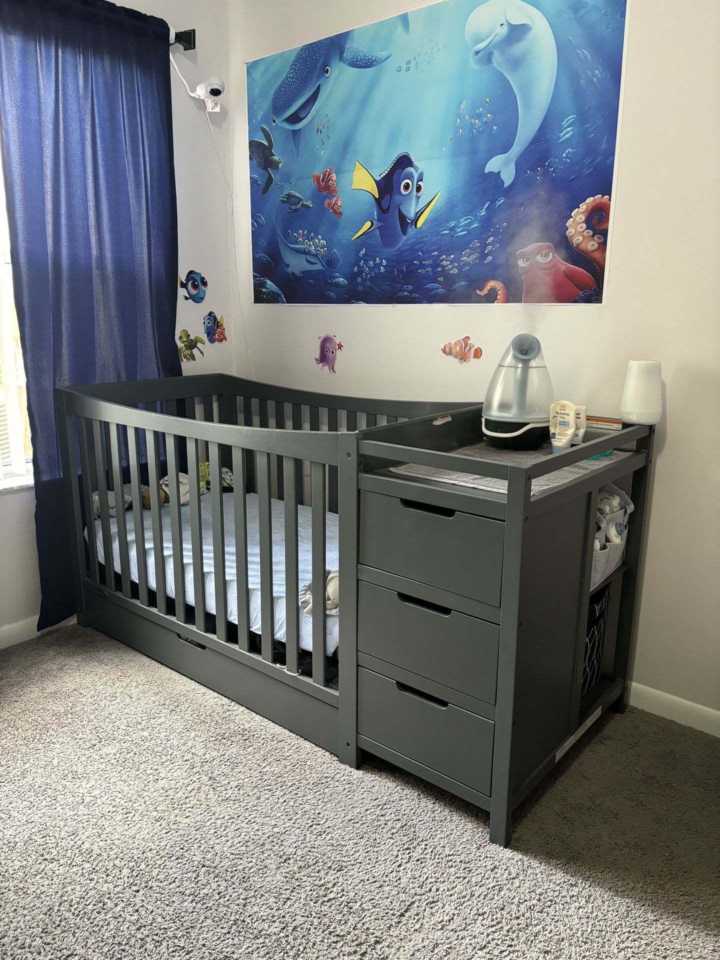 Crib with Changing Table, Storage & Drawers