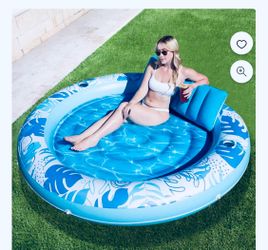 SLOOSH new large round pool float W pillow/cupholder