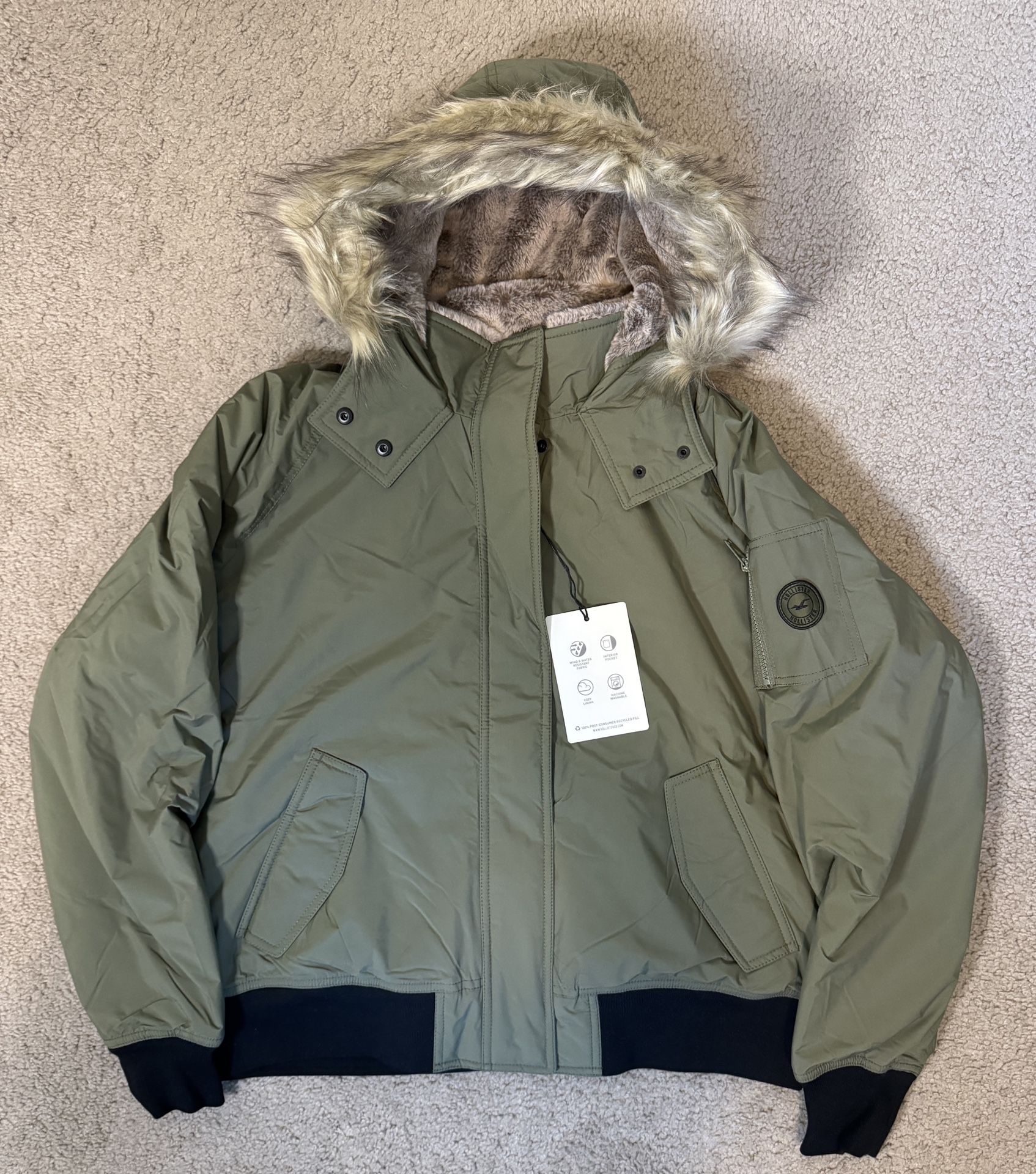 Faux Fur Lined Bomber Jacket