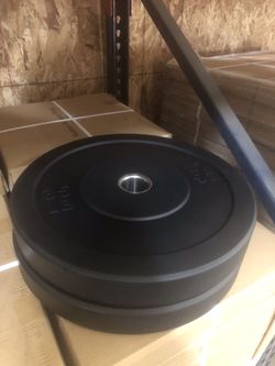 Olympic Rubber Weight Plate Set- 45 LB Bar Barbell, 170 Lbs of Rubber Weight