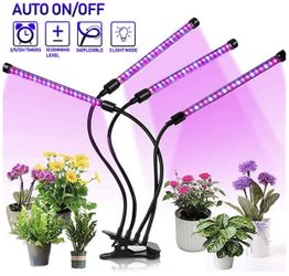 4 Head LED Grow Lights, 18w with Adjustable Levels and Timer