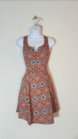 BeBop Geometric Print Skater Dress Size: L Color: Multicolor