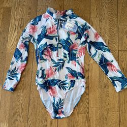 Aonihua One Piece Long Sleeve Floral Swimsuit Size Medium