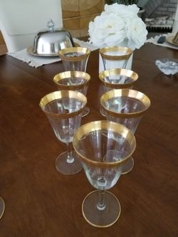 Gold rimmed stemware