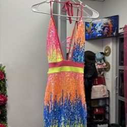 Highlight Short Halter Dress With Sequins 
