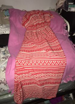 Long red with white dress