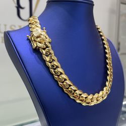 🔥 16MM MIAMI CUBAN LINK CHAIN ⭐️👑 20” GOLD OVER SILVER