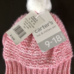 New with tags, Carter’s hat and mittens set
