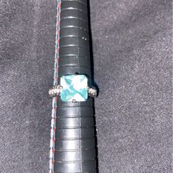 Aquamarine  Silver Ring Size 9