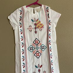 Hayden Girls White Dress With Multi Colored Embroidery Size Small