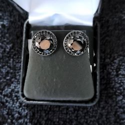 Black XL 3.5 Carat CZ Halo Earrings
