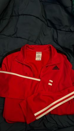 Adidas red track suit 14/16