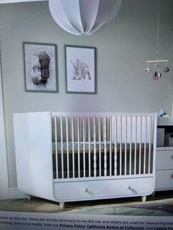 Baby Crib with drawer, White