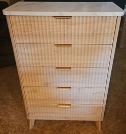 Tall 5-Drawer Dresser with Marble-Top