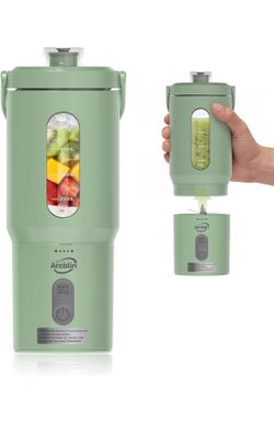 Personal Portable Blender, Detachable To-Go Cup& Carry Handle,17oz Blender Cup for Shakes and Smoothies, Rechargeable Mini Juicer for Gym, Baby Food, 