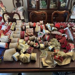 Huge Lot Of Christmas Ribbon and Pics