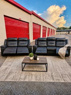 Black Leather Power Reclining Sofa Set – USB Charging – Delivery Available – $425